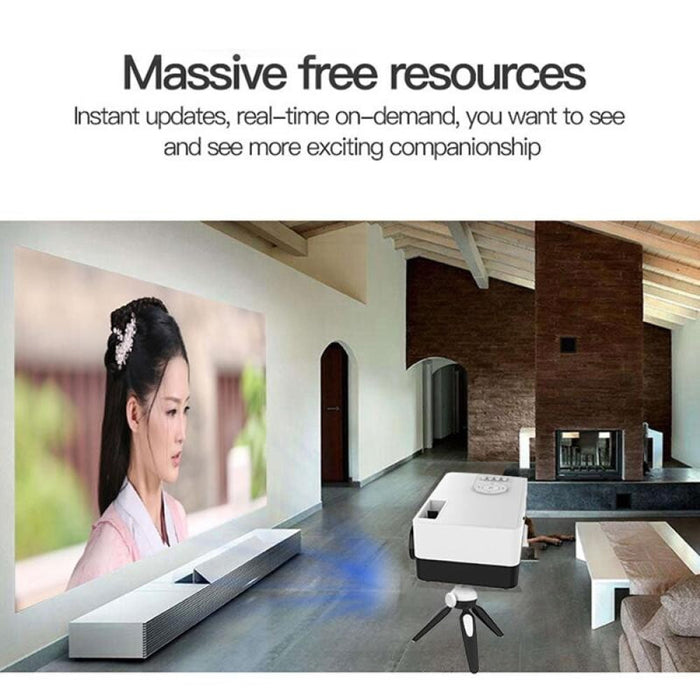 J15 1920 X 1080P Hd Household Mini Led Projector With Tripod Mount Supports Av / Hdmi X 1 / Usb X1 / Tf X 1