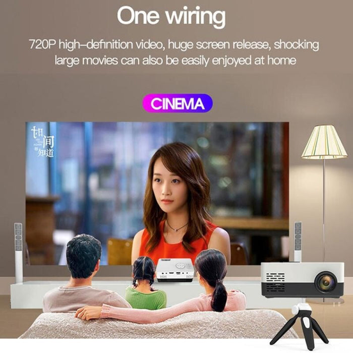 J15 1920 X 1080P Hd Household Mini Led Projector With Tripod Mount Supports Av / Hdmi X 1 / Usb X1 / Tf X 1