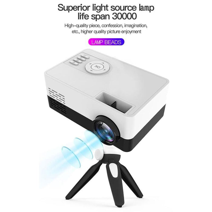 J15 1920 X 1080P Hd Household Mini Led Projector With Tripod Mount Supports Av / Hdmi X 1 / Usb X1 / Tf X 1