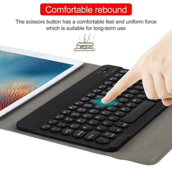 Universal Round Keys Detachable Bluetooth Keyboard For Ipad 9-10 Inch Black