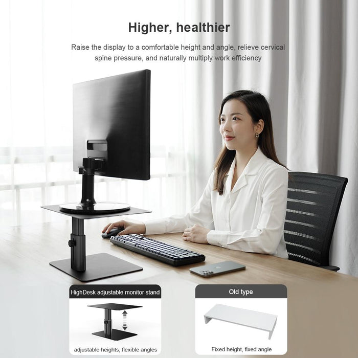 Adjustable High Desk Laptop Monitor Stand Holder Black