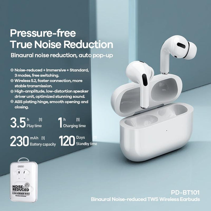 Proda Pd-Bt101 Binaural Noise Canceling Tws True Wireless Earphone White