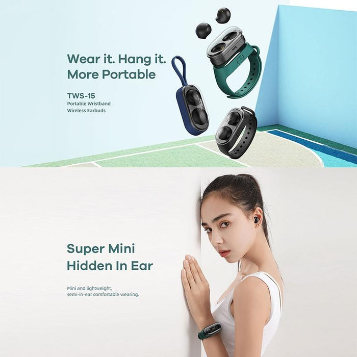 Tws-15 Bluetooth 5.0 Portable Wristband Style True Wireless Stereo Earphone