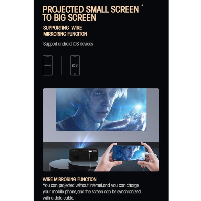 T500 1920X1080P 80 Lumens Portable Mini Home Theater Led Hd Digital Projector Without Remote Control & Adaptor