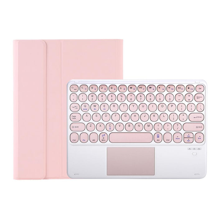 Yt11B-A Detachable Candy Colour Skin Feel Texture Round Keycap Bluetooth Keyboard Leather Case With Touch Control For Ipad Pro 11 Inch 2020 & 2018 Black