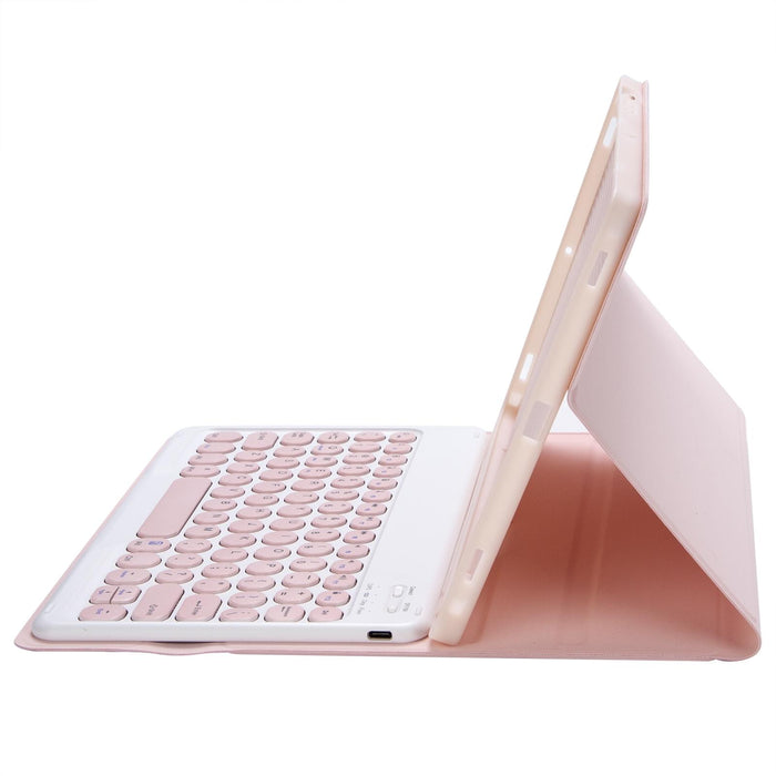 Yt098B Detachable Candy Colour Skin Feel Texture Round Keycap Bluetooth Keyboard Leather Case For Ipad Air 4 10.9 2020 / Air 5 10.9 2022