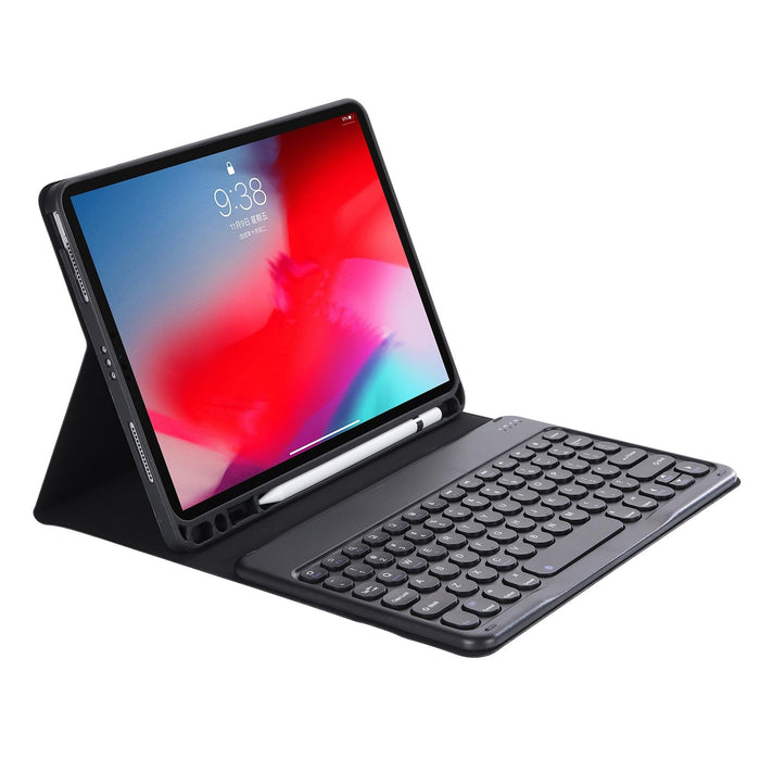 Yt11B Detachable Candy Colour Skin Feel Texture Round Keycap Bluetooth Keyboard Leather Case For Ipad Pro 11 Inch 2020 & 2018 Black