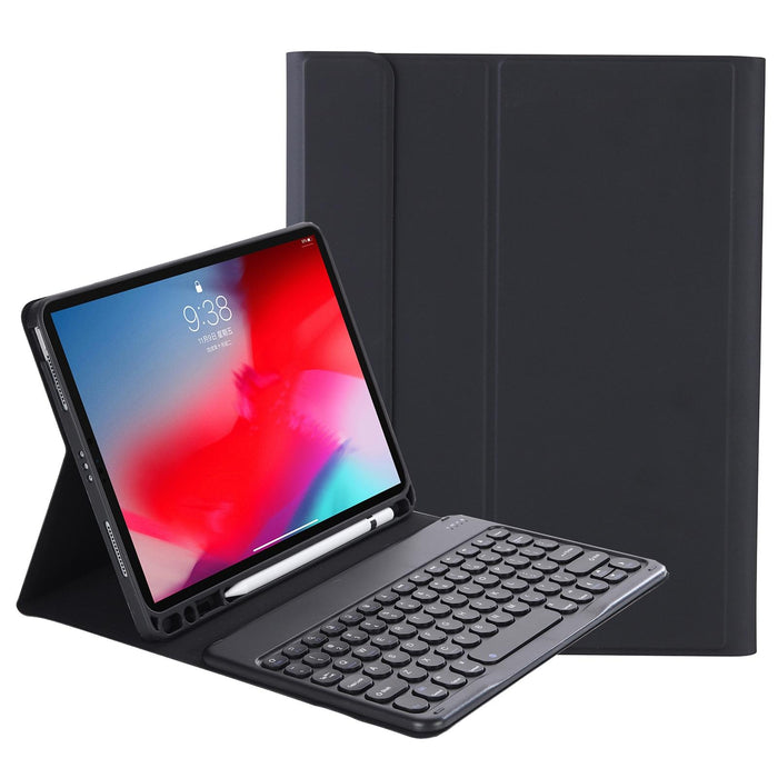 Yt11B Detachable Candy Colour Skin Feel Texture Round Keycap Bluetooth Keyboard Leather Case For Ipad Pro 11 Inch 2020 & 2018 Black