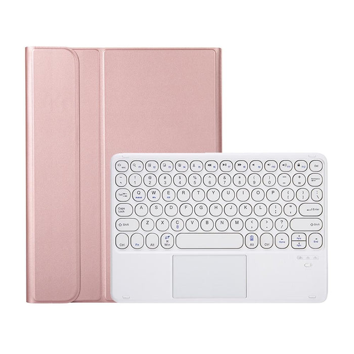 Ya098B-A Detachable Lambskin Texture Round Keycap Bluetooth Keyboard Leather Tablet Case With Touch Control & Pen Slot & Stand For Ipad Air 4 10.9 Inch 2020 / Pro 11 Inch 2020 & 2018