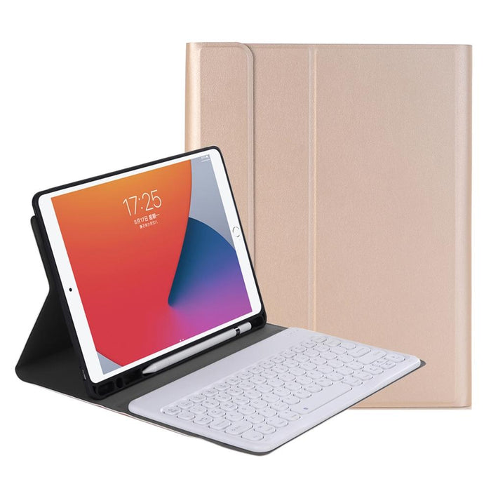 Ya098B Detachable Lambskin Texture Round Keycap Bluetooth Keyboard Leather Tablet Case With Pen Slot & Stand For Ipad Air 4 10.9 Inch 2020 / Pro 11 Inch 2020 & 2018