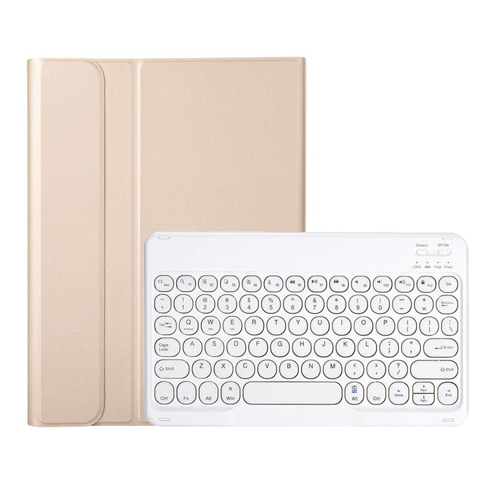 Ya07B Detachable Lambskin Texture Round Keycap Bluetooth Keyboard Leather Tablet Case With Pen Slot & Stand / Pro 9.7 Inch / Air 2 /Air