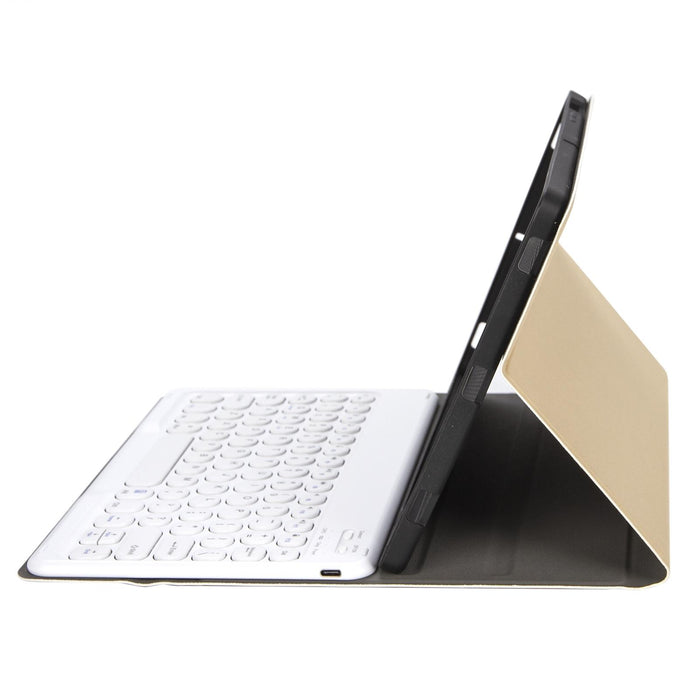 Ya07B Detachable Lambskin Texture Round Keycap Bluetooth Keyboard Leather Tablet Case With Pen Slot & Stand / Pro 9.7 Inch / Air 2 /Air