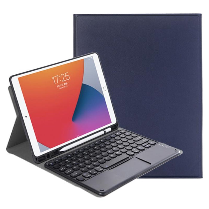 Y2021 Detachable Lambskin Texture Round Keycap Bluetooth Keyboard Leather Tablet Case With Touch Control & Pen Slot & Stand For Ipad Pro 11 2021