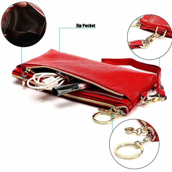 Multifunctional Cowhide Zipper Coin Purse Car Key Case