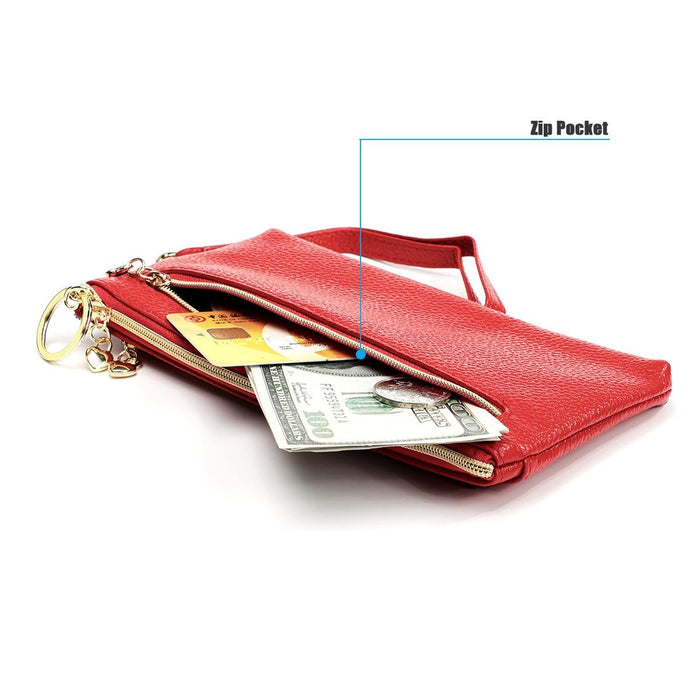 Multifunctional Cowhide Zipper Coin Purse Car Key Case