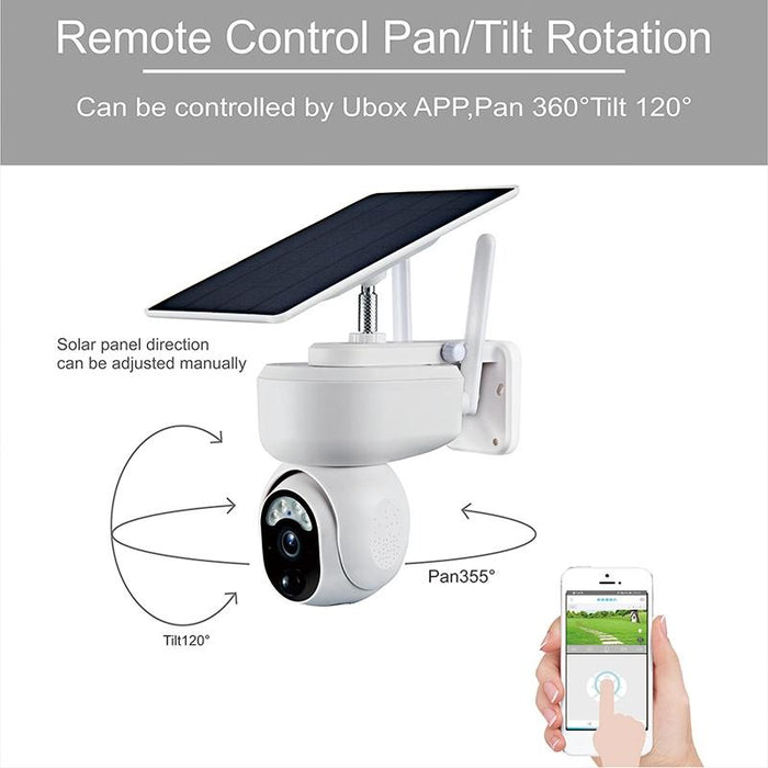 1080P Ip65 Waterproof Solar Smart Ptz Camera Support Full-Colour Night Vision & Two-Way Voice Intercom & Ai Humanoid Detection Alarm Wifi Version