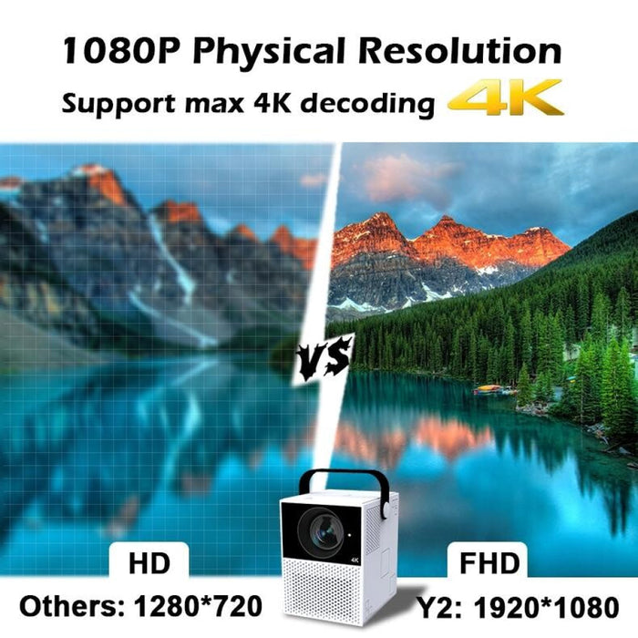 Y2 1920X1080P 100 Ansi Lumens Portable Home Theater Led Hd Digital Projector Touch Control Version Android 9.0 2G + 16G