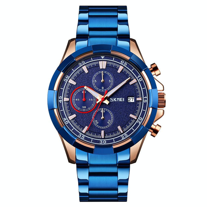 Men Stainless Steel Quartz Watch with Luminous Calendar