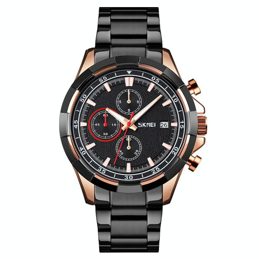 Men Stainless Steel Quartz Watch with Luminous Calendar