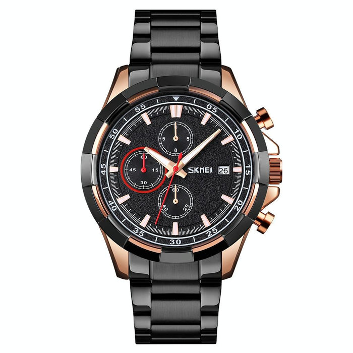 Men Stainless Steel Quartz Watch with Luminous Calendar
