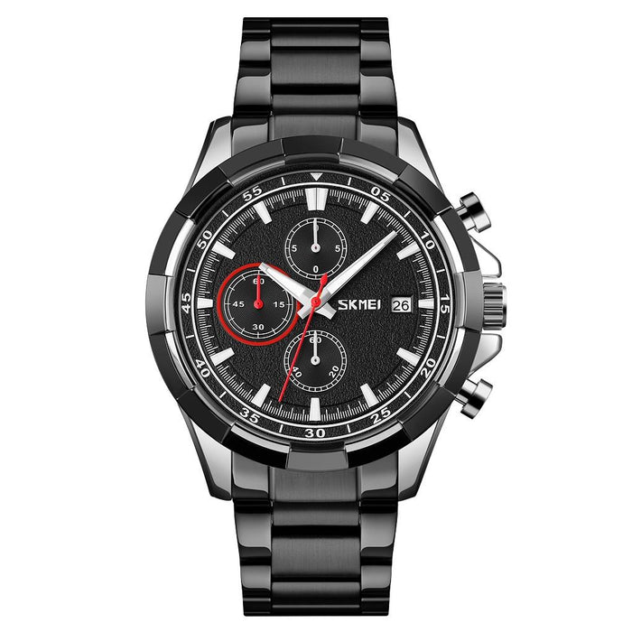 Men Stainless Steel Quartz Watch with Luminous Calendar