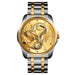 Men Golden Dragon Calendar Dial Quartz Watch with Luminous