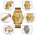 Men Golden Dragon Calendar Dial Quartz Watch with Luminous