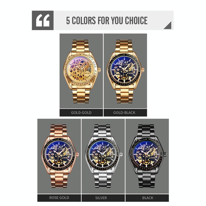 Men Automatic Mechanical Watch with Gear Dial