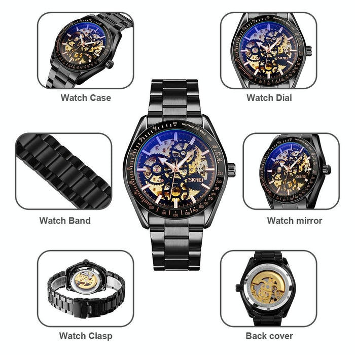 Men Automatic Mechanical Watch with Gear Dial