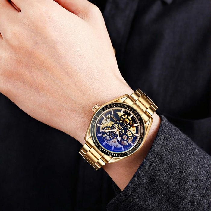 Men Automatic Mechanical Watch with Gear Dial
