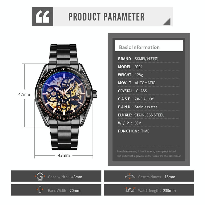 Men Automatic Mechanical Watch with Gear Dial