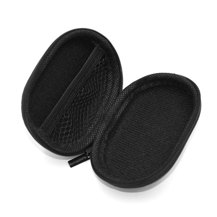 Kz Portable Pu Leather Oval Data Cable Charger Earphone Storage Box Black