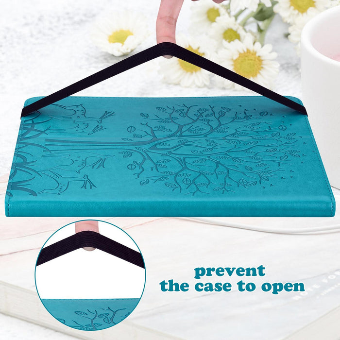 Tree & Deer Pattern Pressed Printing Horizontal Flip Pu Leather Case With Holder & Card Slots