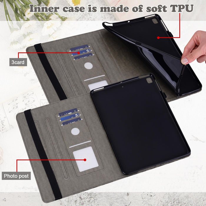 Tree & Deer Pattern Pressed Printing Horizontal Flip Pu Leather Case With Holder & Card Slots