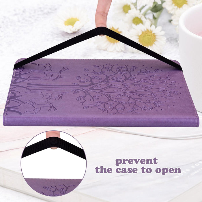 Tree & Deer Pattern Pressed Printing Horizontal Flip Pu Leather Case With Holder & Card Slots