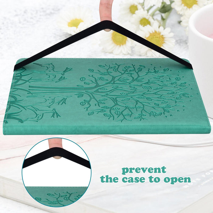 Tree & Deer Pattern Pressed Printing Horizontal Flip Pu Leather Case With Holder & Card Slots