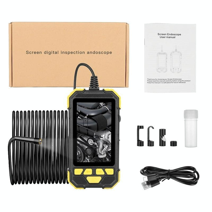 3.9Mm Single Lens Hand-Held Hard-Wire Endoscope With 4.3-Inch Ips Colour Lcd Screen Cable Length 5M Yellow
