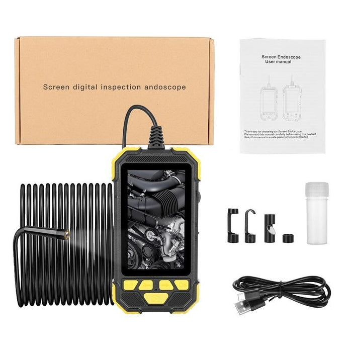 5.5Mm Single Lens Hand-Held Hard-Wire Endoscope With 4.3-Inch Ips Colour Lcd Screen Cable Length 2M Yellow