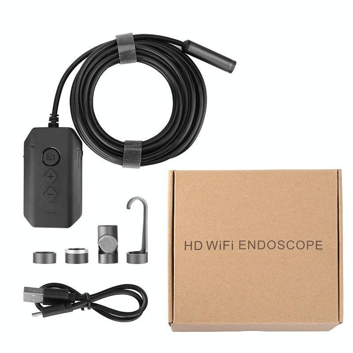 5Mp 7.9Mm Dual-Lens Hd Autofocus Wifi Industrial Digital Endoscope Zoomable Snake Camera Cable Length 3.5M Hard Cable Black