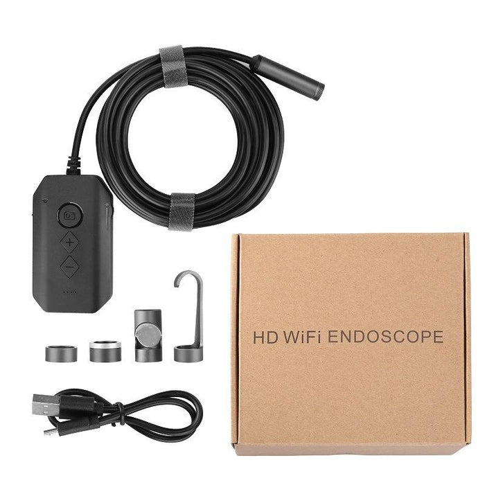 5Mp 7.9Mm Dual-Lens Hd Autofocus Wifi Industrial Digital Endoscope Zoomable Snake Camera Cable Length 5M Hard Cable Black