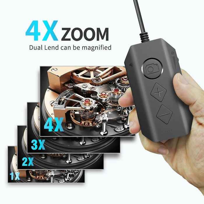 5Mp 7.9Mm Dual-Lens Hd Autofocus Wifi Industrial Digital Endoscope Zoomable Snake Camera Cable Length 10M Hard Cable Black