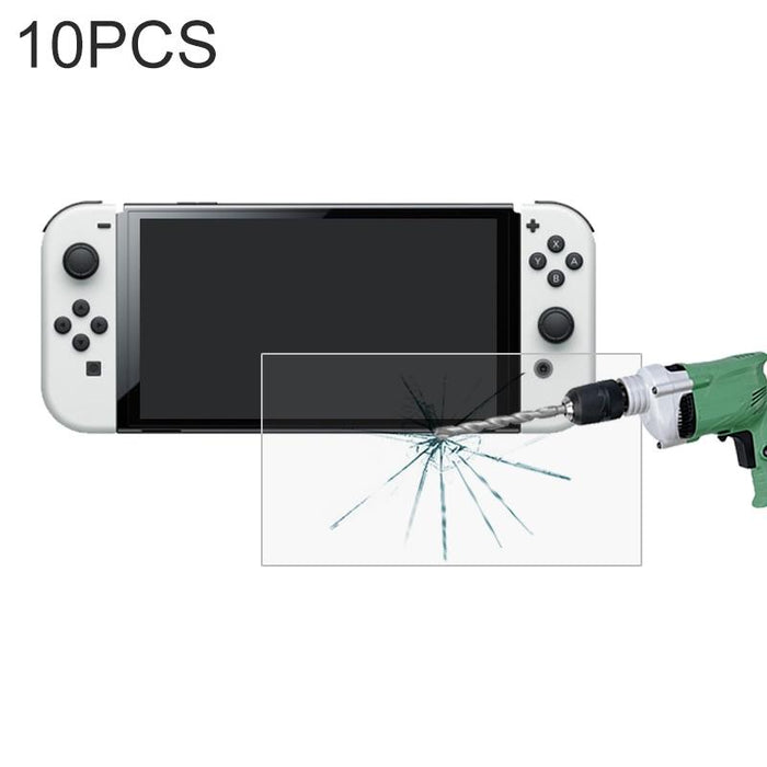 Pack Of 10 Tempered Glass Film For Nintendo Switch Oled