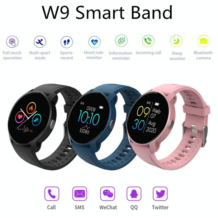 Blue W9 Smart Bracelet Heart Rate Pedometer Sleep Monitor