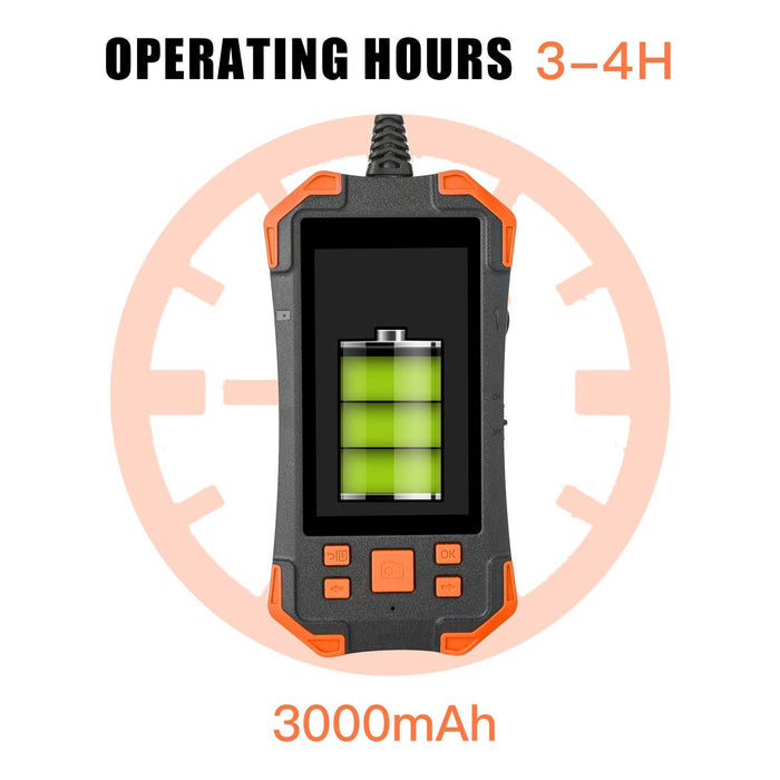 4.3 Inch Ips Colour Screen 7.9Mm Dual Cameras Waterproof Hard Cable Digital Endoscope Length 2M Black Orange