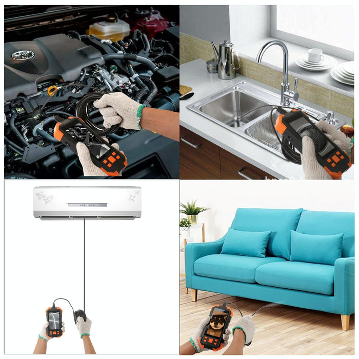 4.3 Inch Ips Colour Screen 7.9Mm Dual Cameras Waterproof Hard Cable Digital Endoscope Length 10M Black Orange