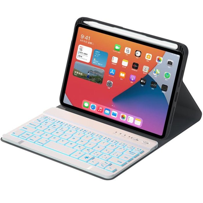 Square Keys Detachable Bluetooth Solid Colour Keyboard Leather Tablet Case With Colorful Backlight & Holder For Ipad Mini 6