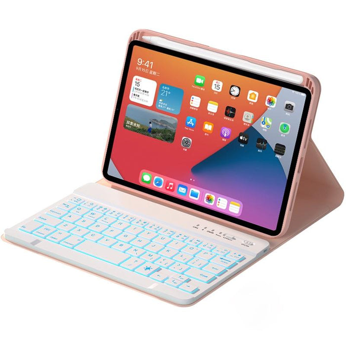 Square Keys Detachable Bluetooth Solid Colour Keyboard Leather Tablet Case With Colorful Backlight & Holder For Ipad Mini 6