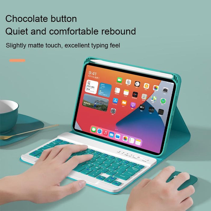 Square Keys Detachable Bluetooth Solid Colour Keyboard Leather Tablet Case With Colorful Backlight & Holder For Ipad Mini 6