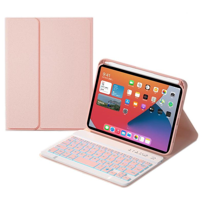 Hk006D Square Keys Detachable Bluetooth Candy Colour Keyboard Leather Tablet Case With Colorful Backlight & Holder For Ipad Mini 6