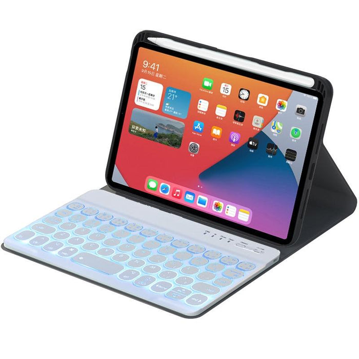 Round Keys Detachable Bluetooth Keyboard Leather Tablet Case With Colorful Backlight & Holder For Ipad Mini 6